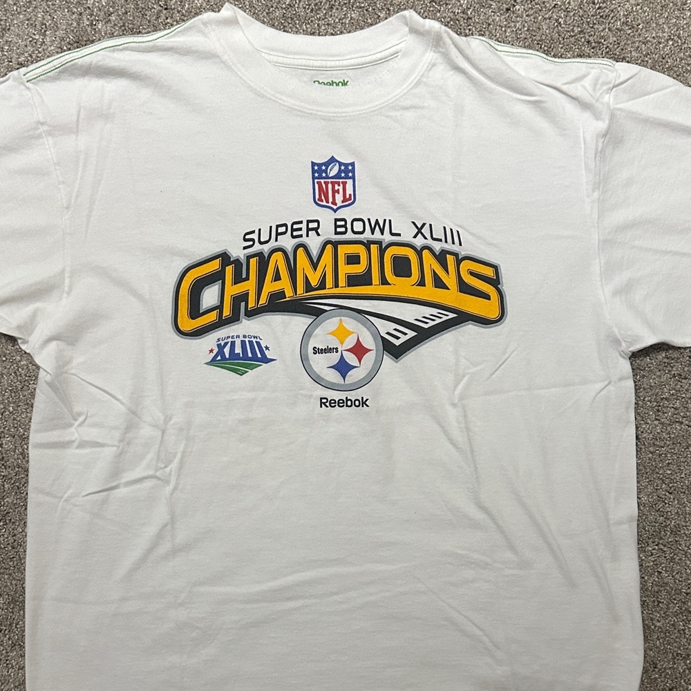Steelers Reebok White Super Bowl XLIII Champions Tee